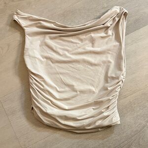 Chic Cream Ruched Blouse